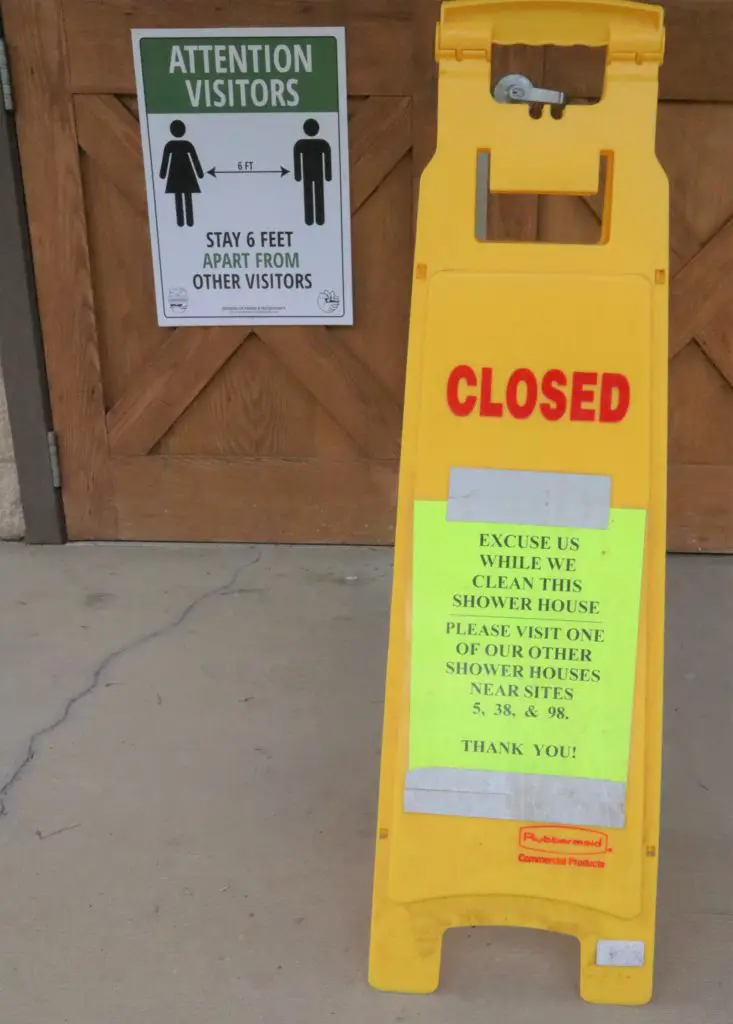 Camp Restroom Closed for COVID-19 Cleaning
