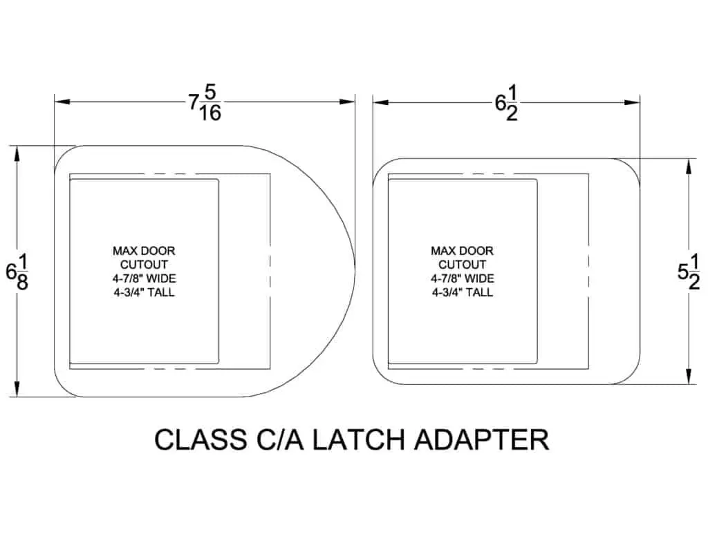 RVLock Class C/A Latch Adapter Dimensions