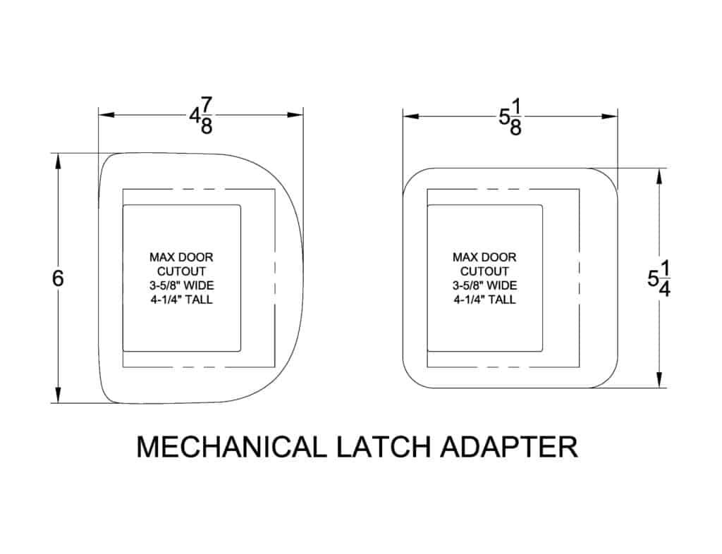 RVLock Mechanical Latch Adapter Dimensions