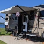 RV Awning Light Hanger with Lights by water